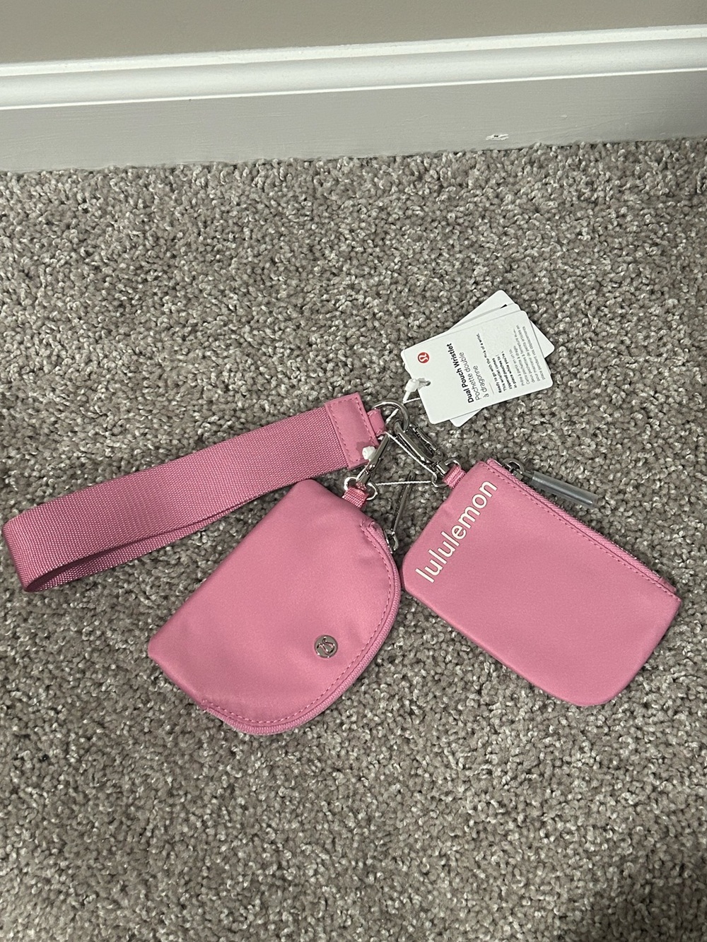 lululemon athletica Pink Dual Pouch Wristlet with Wrist Strap - NWT